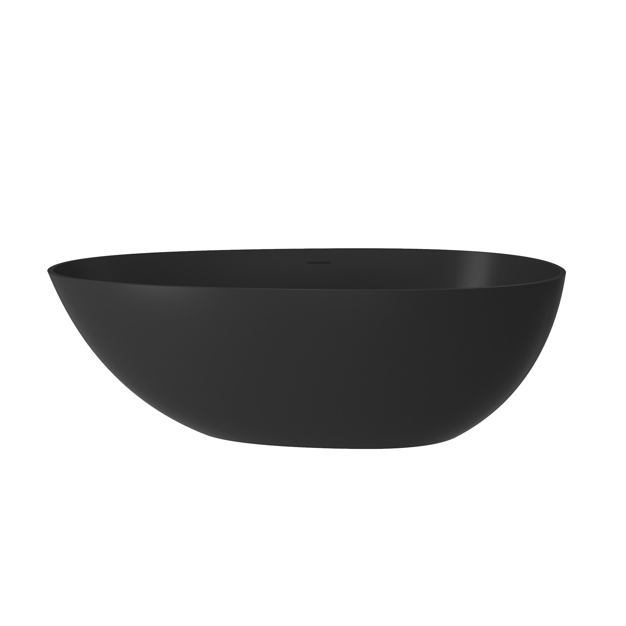 59" Solid Surface Freestanding Bathtub, Egg Shell Shapes Stone Resin Freestanding Tub with Overflow and Center Drain, Matte Black Color, Bringing a Luxurious Touch to Every Length