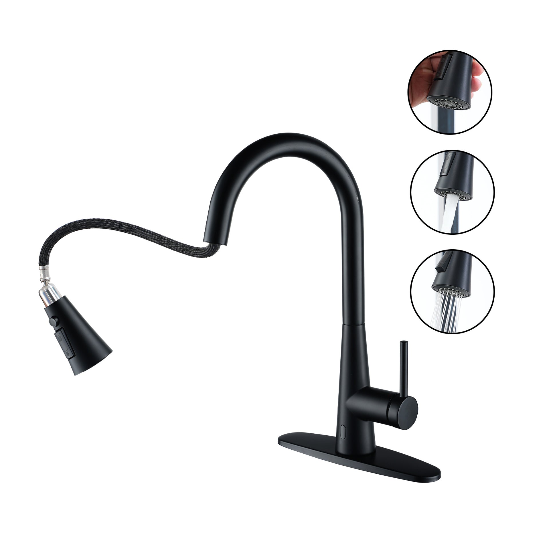 Touchless Single Handle Pull-Down Kitchen Faucet with Infrared Sensing Retractable Hose