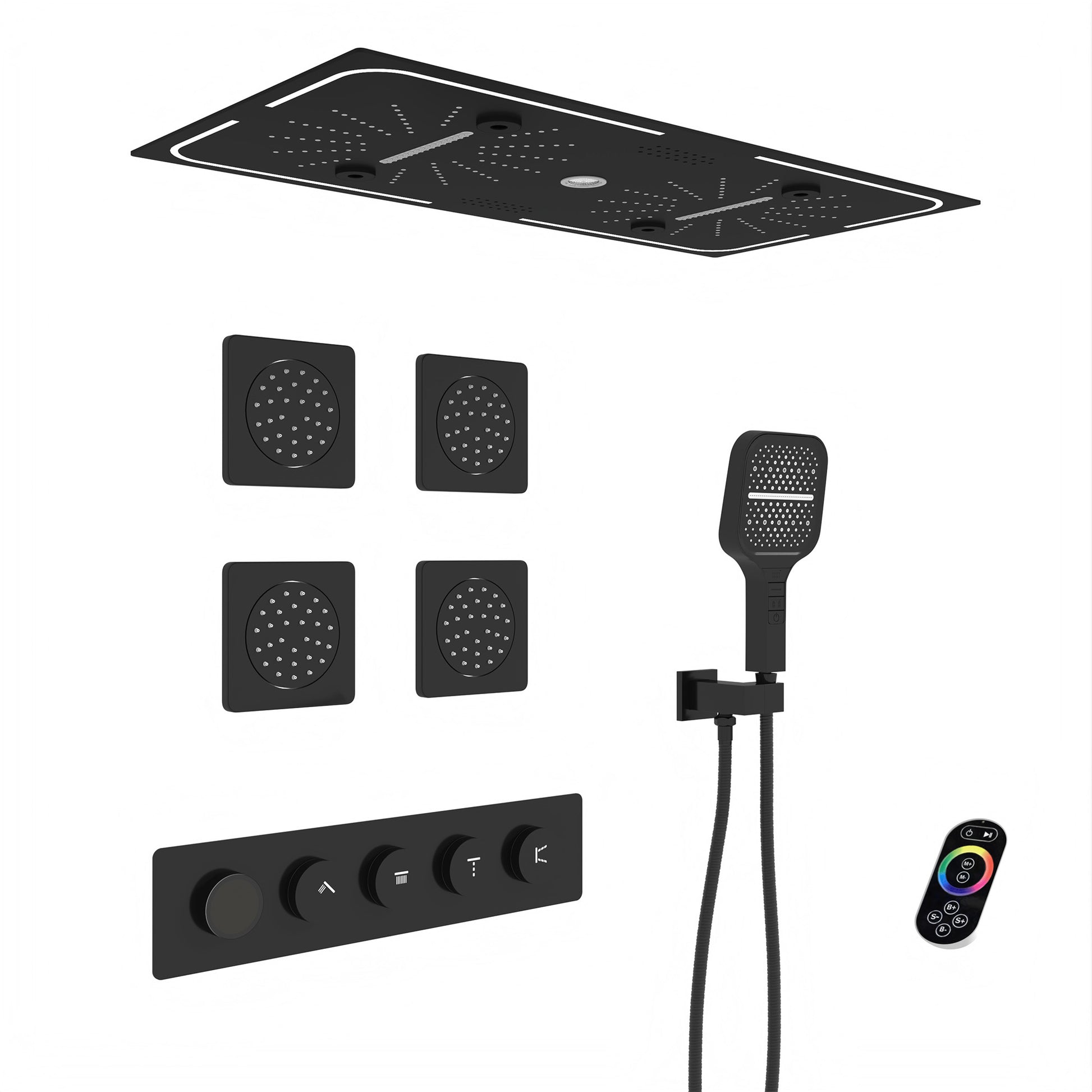 27.55*13.78 inch 4-Function Luxury Digital Shower System with LED & Bluetooth