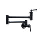 Wall-Mounted Kitchen Faucet with Dual Handles 360° Rotatable Pot Filler in Matte Black