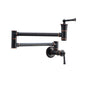 360° Dual-Handle Brass Pot Filler Faucet for Kitchen Wall-Mount Installation