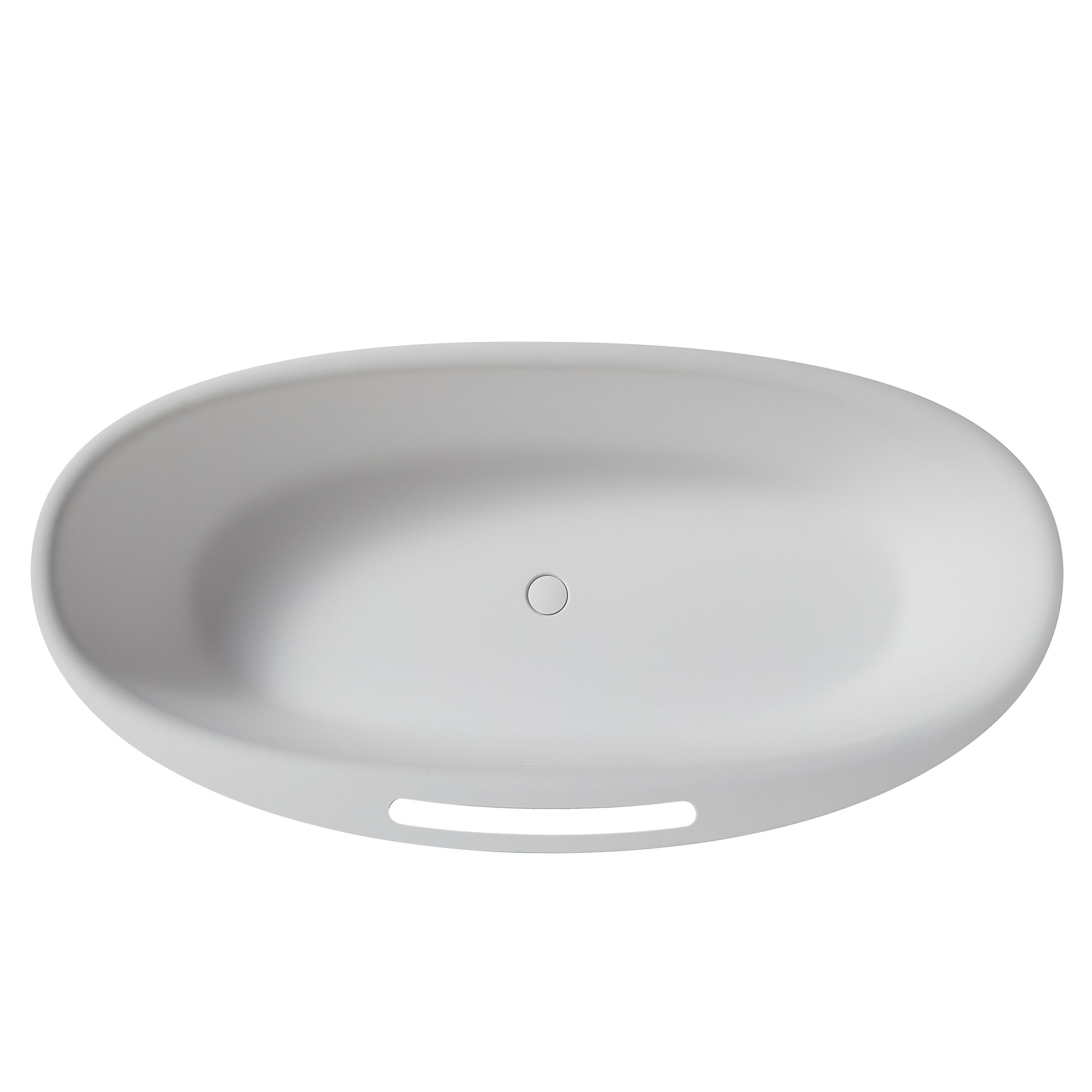 CASAINC 63" Solid Surface Freestanding Bathtub,Oval Shaped Stone Resin Freestanding Tubs with Overflow and  Drain, Matte Black, Matte Grey, Matte White