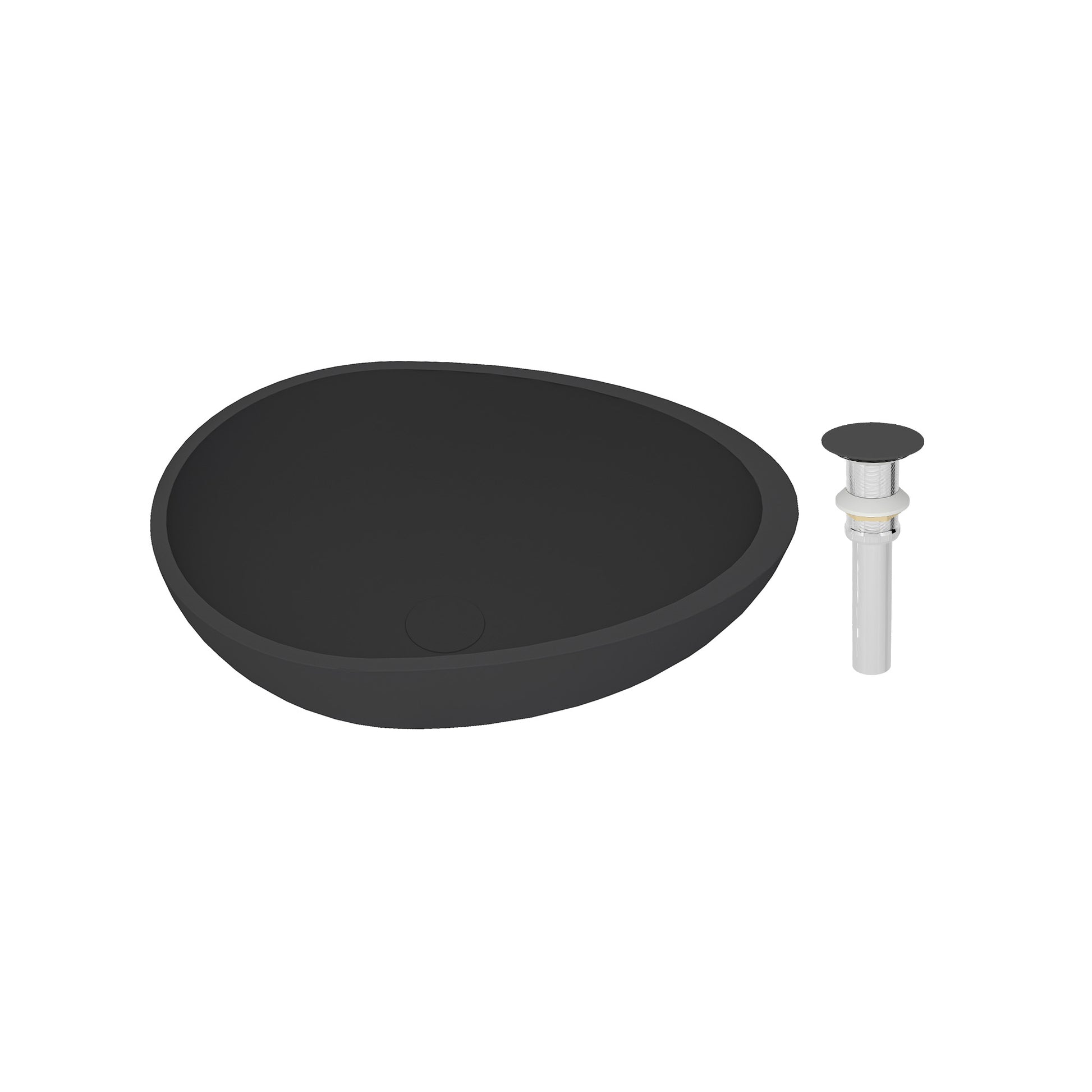 Concrete Egg-Shaped Vessel Sink Bathroom Art Basin with the Same Color Drainer Black Earth / Mottled Bluish Grey / Blue Ashes