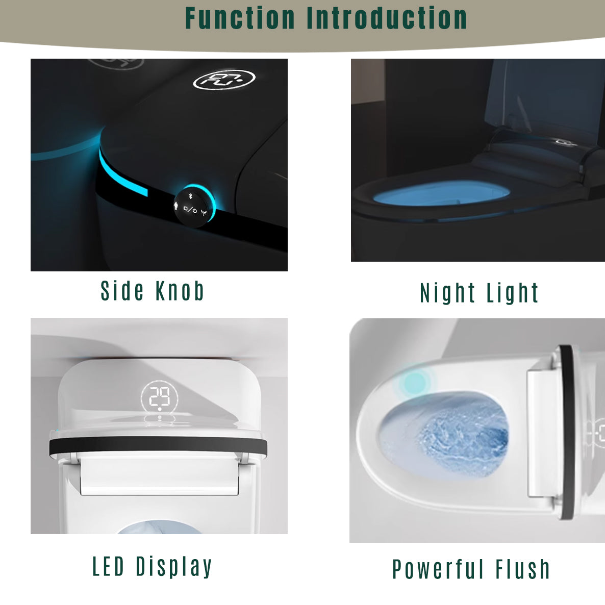 Auto Open/Close Smart Bidet Toilet with Built-in Heated Seat