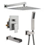CASAINC Wall Mounted Shower System with Handheld Shower and Bathtub Faucet in Brushed Nickel