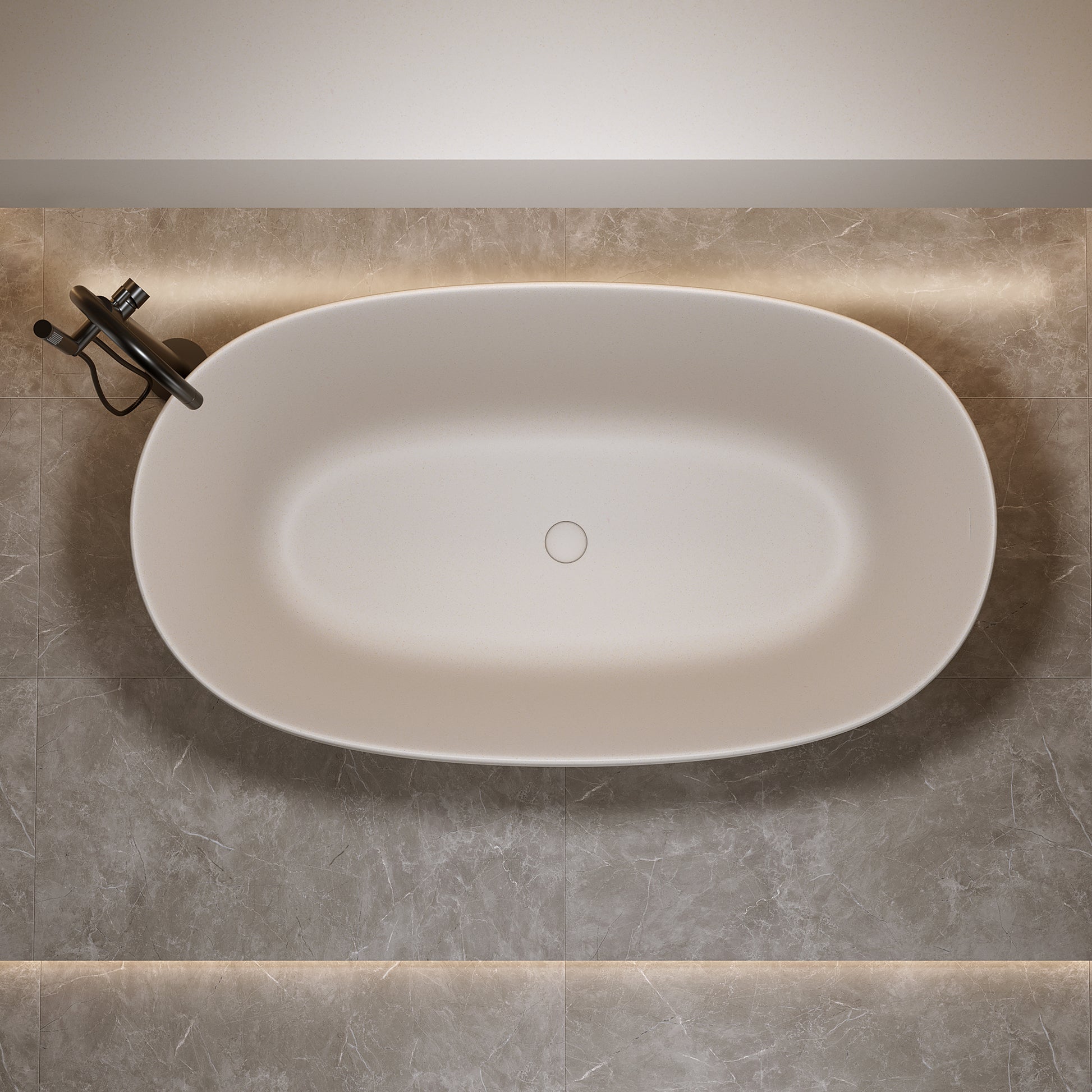 51" Freestanding Stone Resin Soaking Tub with Smooth Hand-Polished Surface, Pine Crest, Shadow Whisper