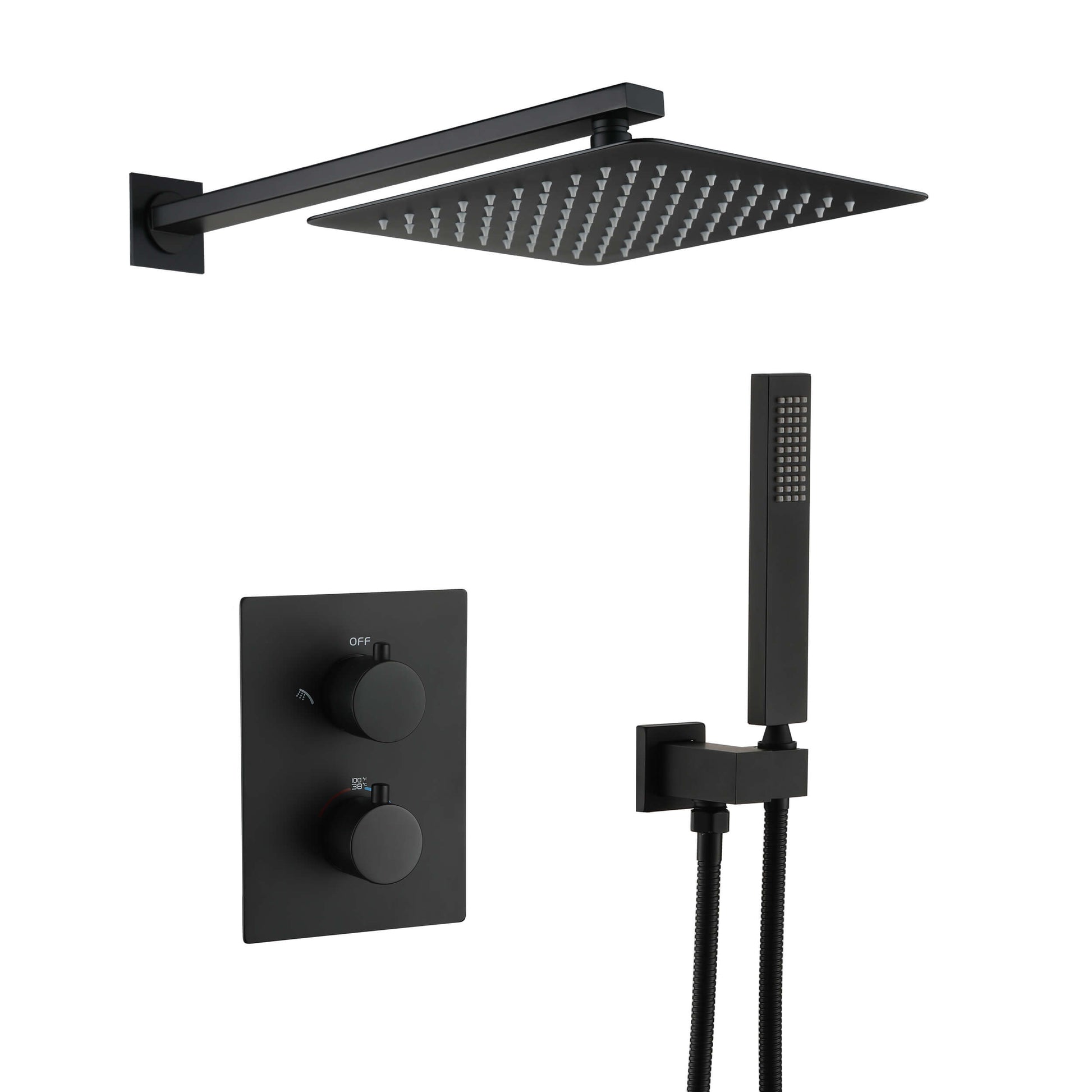 CASAINC Matte Black Wall Mounted Bathroom Shower Faucet Set