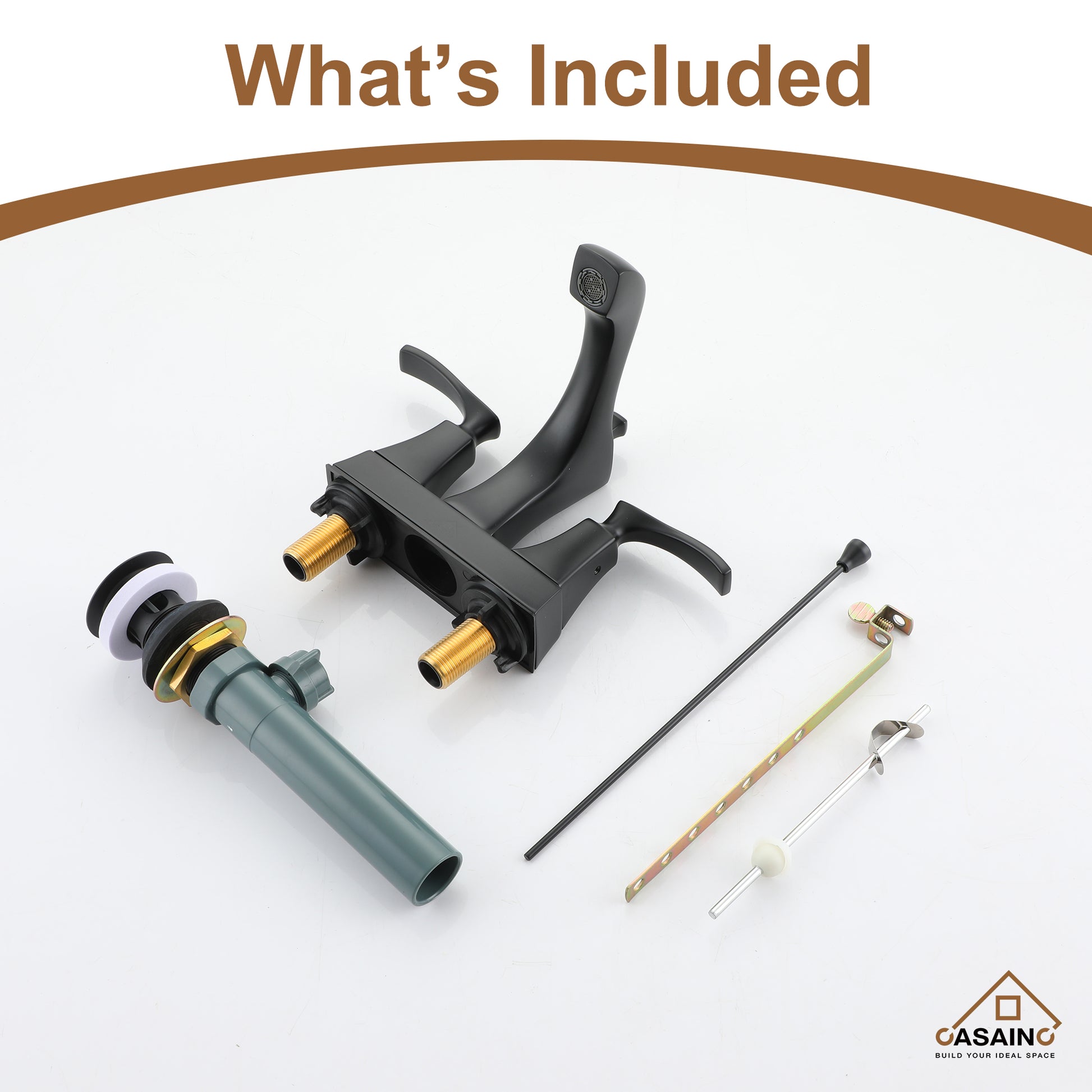 Luxurious 2-Hole Bathroom Sink Faucet Set with Dual Handles, Matte Black Finish