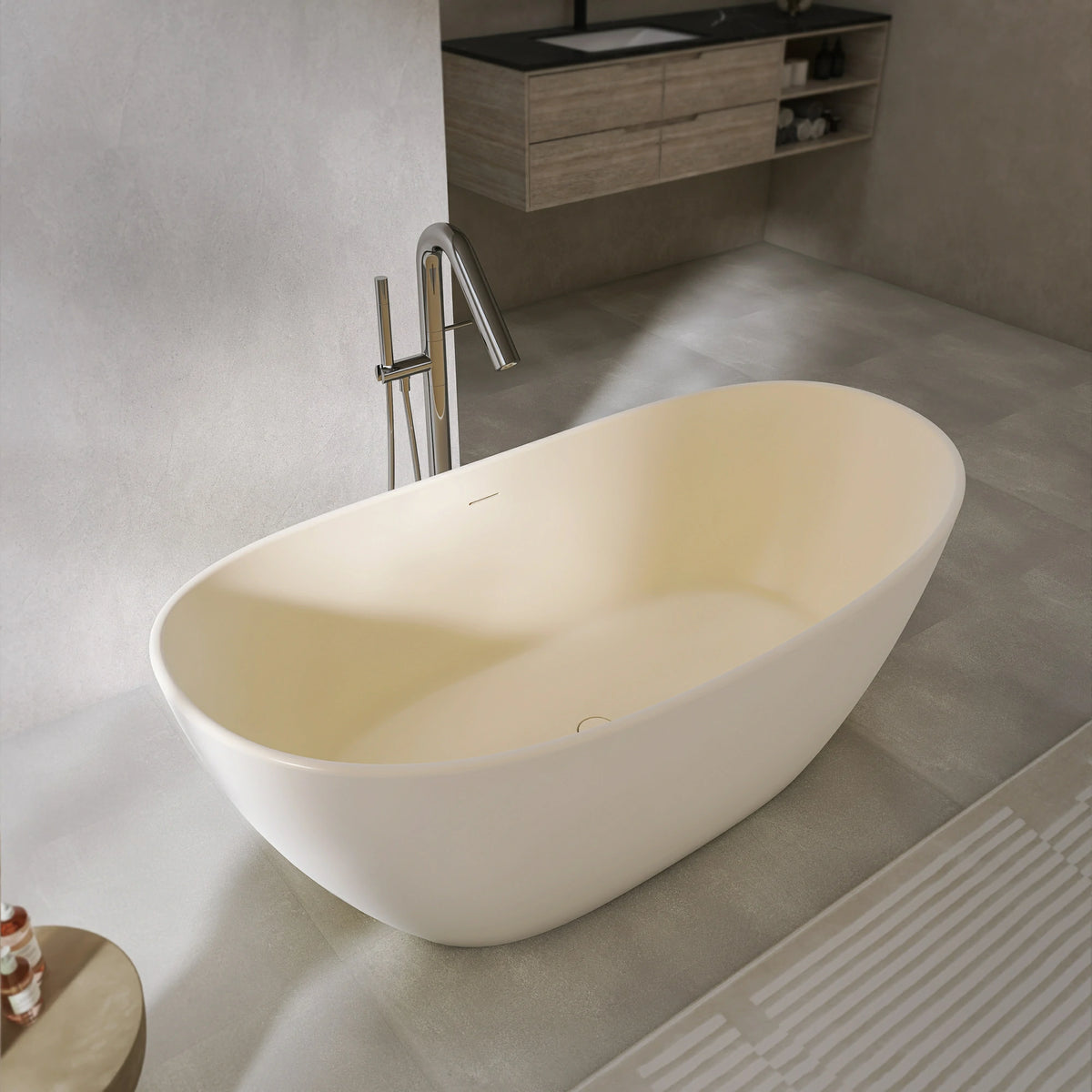 65" Artificial Stone Solid Surface Freestanding Bathtub for Bathroom