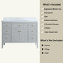 30"/36"/48" Freestanding Single Sink Bathroom Vanity with Solid Wood Construction & Marble Top