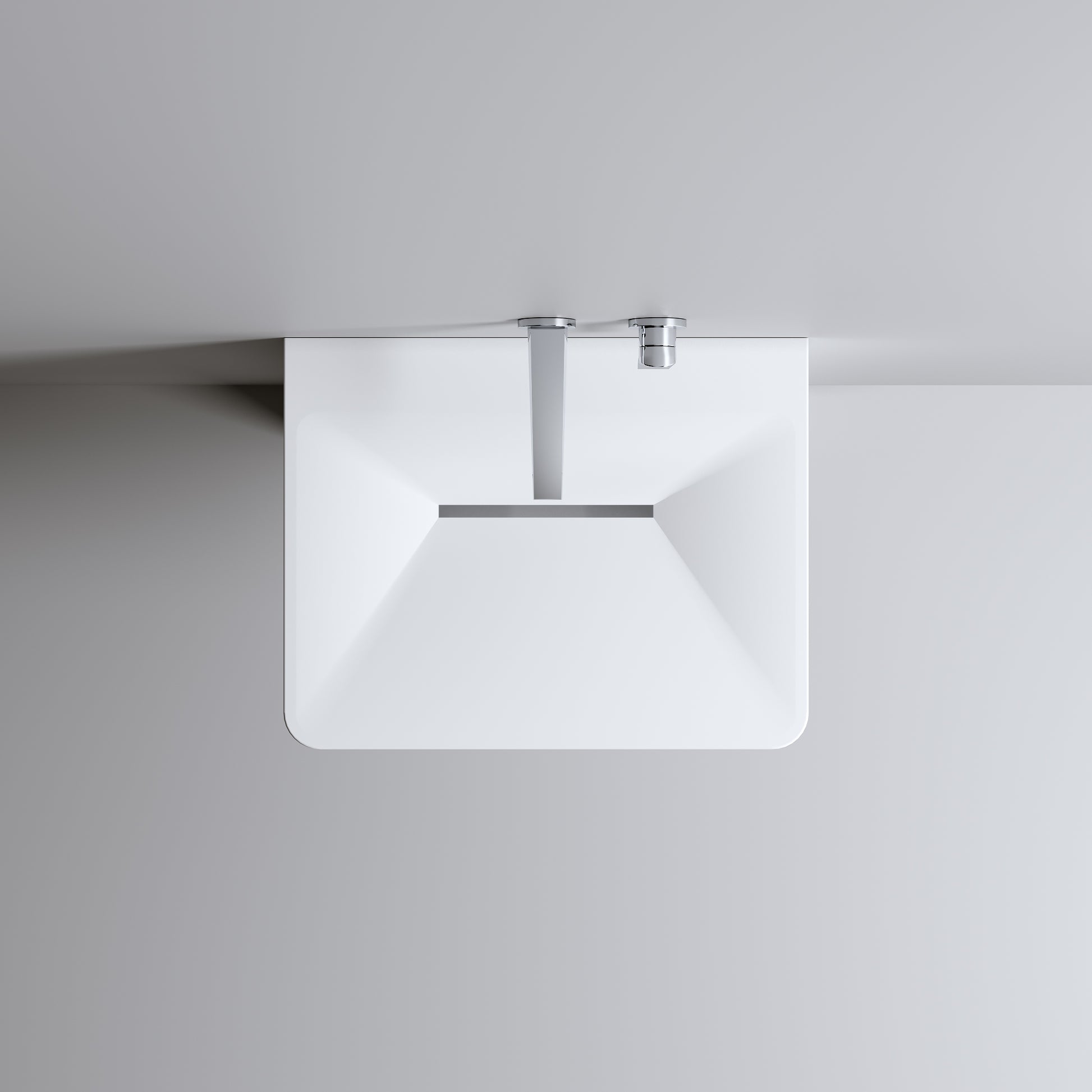 Architectural Matte White Solid Surface Wall-Mounted Pedestal Sink