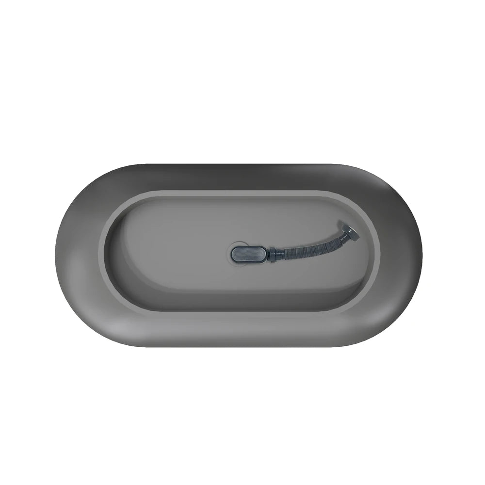 63" Oval Solid Surface Freestanding Bathtub in Matte White and Dark Grey