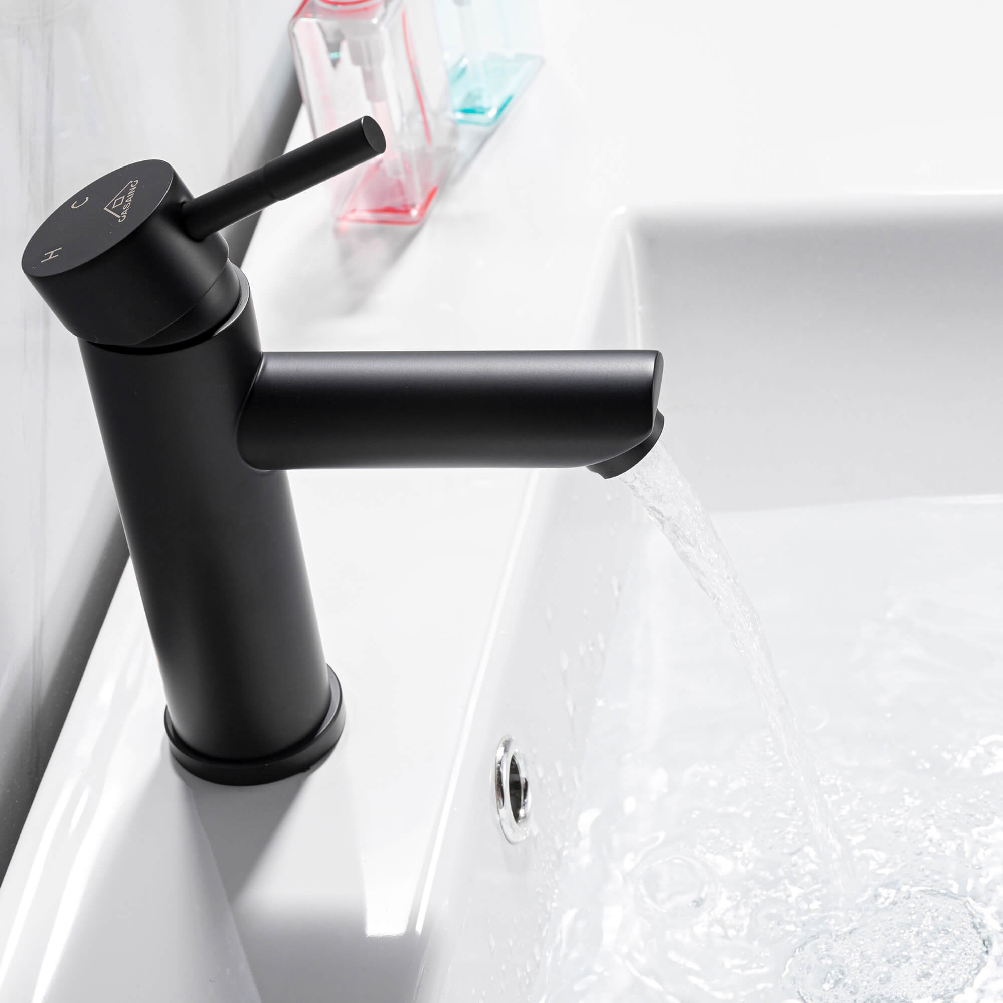 Casainc Matte Black 1-Handle Commercial Freestanding Sink Faucet