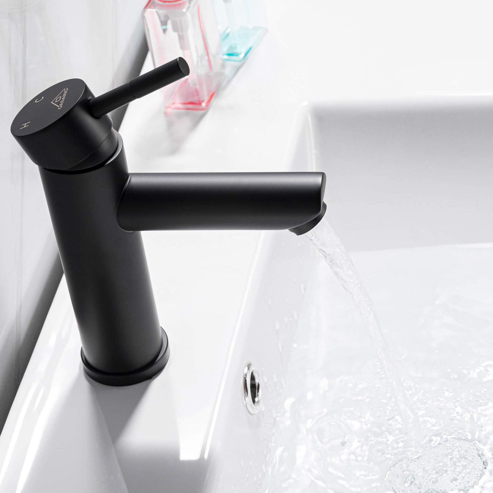Casainc Matte Black 1-Handle Commercial Freestanding Sink Faucet