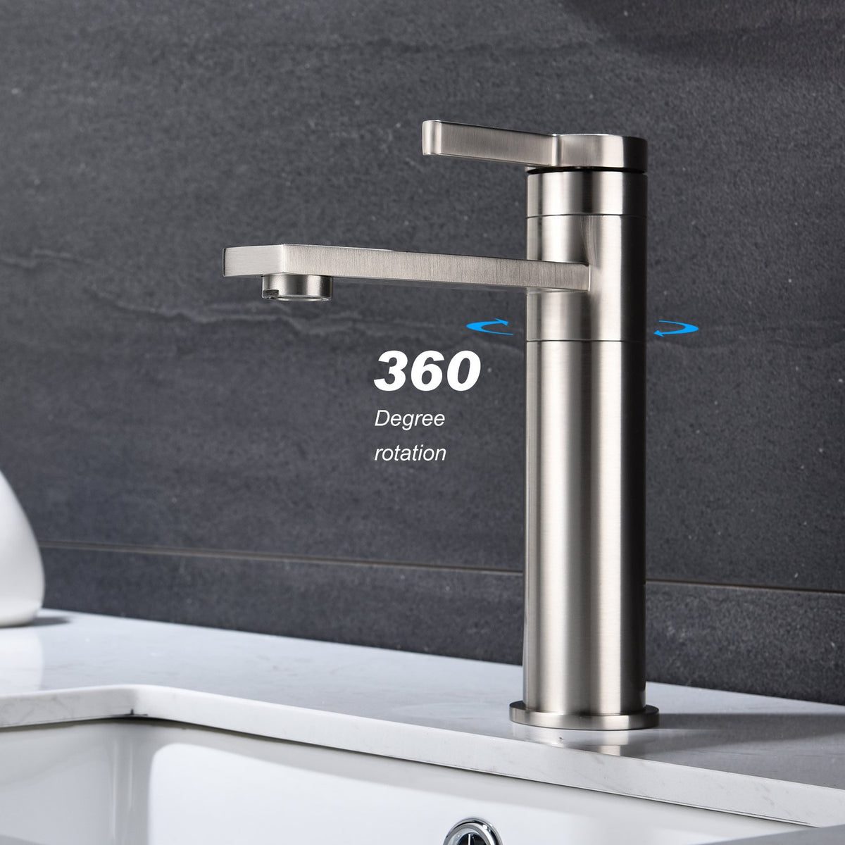 Single Handle Sink Vanity Bathroom Faucet in Brushed Nickel-CASAINC