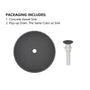 17in Bathroom Concrete Round Vessel Sink with Drainer in Black Earth / Mottled Bluish Grey / Taupe Clay