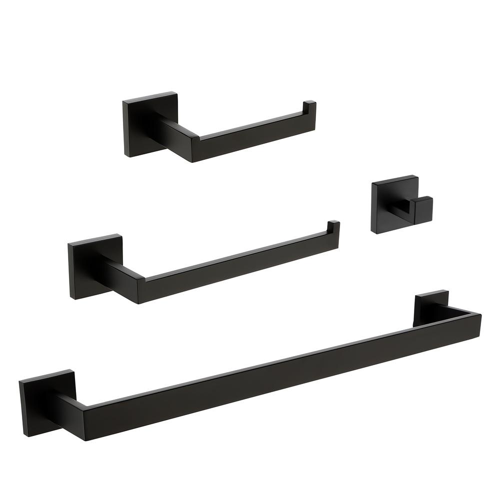 Casainc 4-Piece Bath Accessory Set with Wall Mounted Bar Set in Brushed Nickel