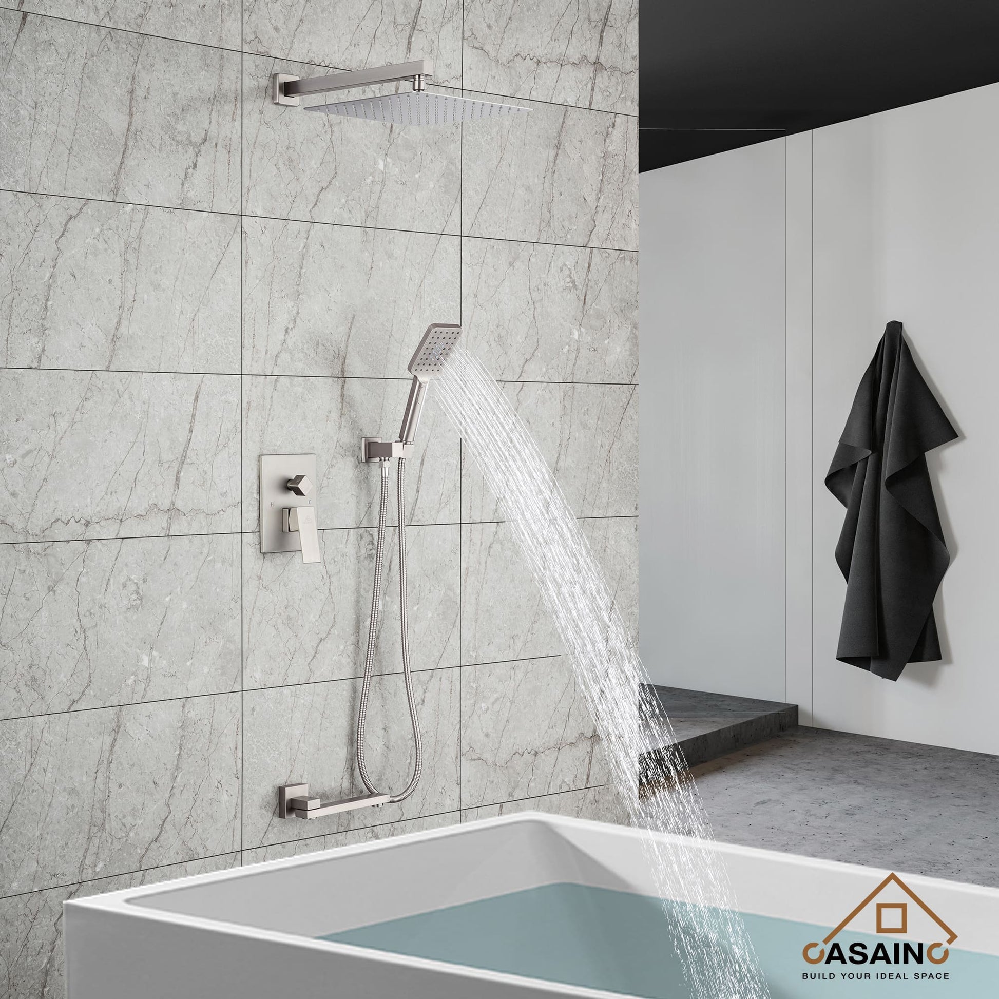 CASAINC Shower System with Rain Shower and Handheld and Tub Faucet Shower Set 