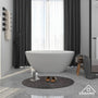 CASAINC 55 in. Solid Surface Free-Standing Bathtub with Centre Drain in Matte White