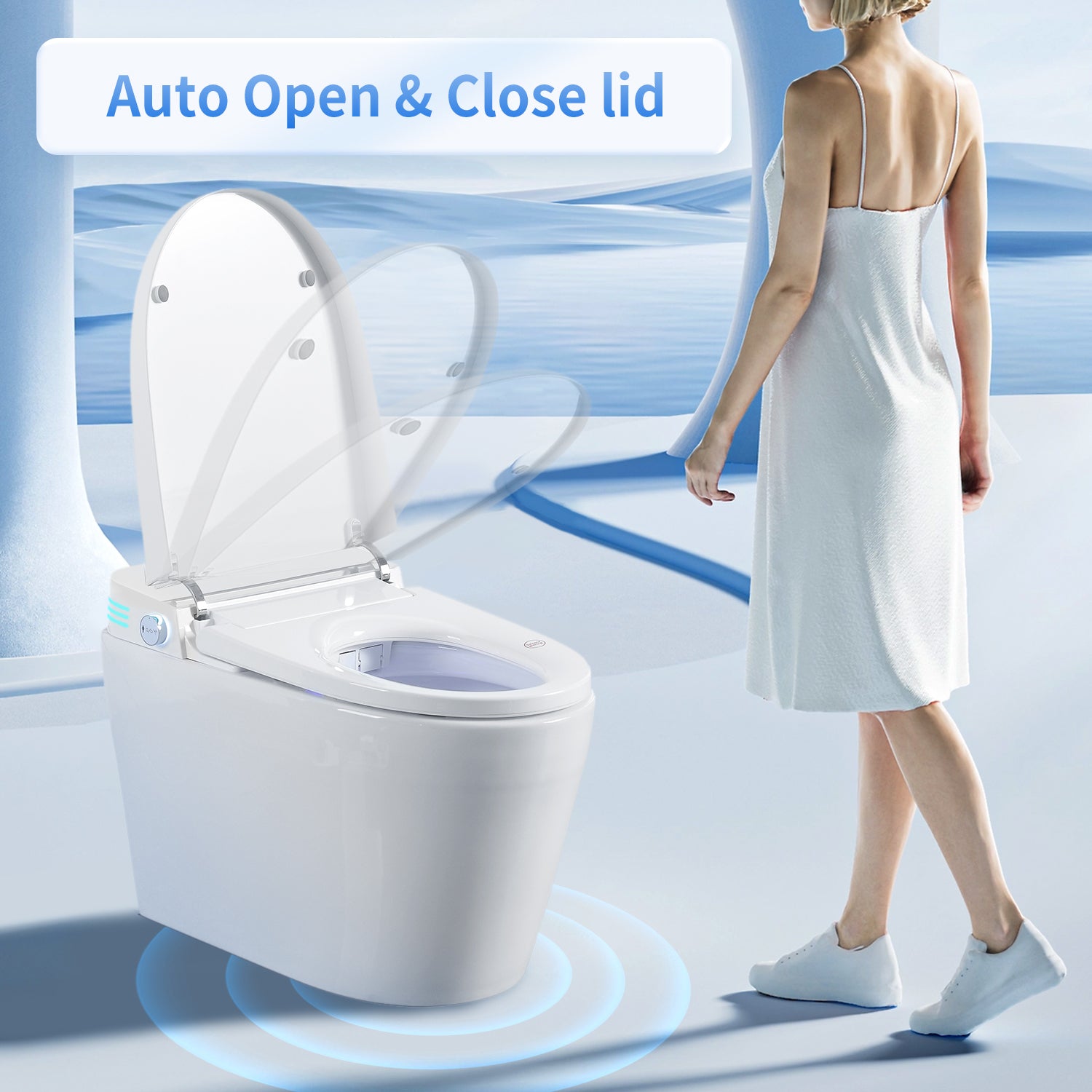 Modern Tankless Smart Toilet with Built-In Bidet Seat & Heated Seat