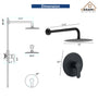 10" Wall Mount Round Shower Faucet Rain Shower System (Valve Included)