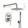 10-inch 2-Function Wall-Mounted Rain Shower System with Hand Shower
