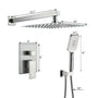 10-inch/12-inch Rain Shower System with 3-Spray Pattern Hand Shower in Brushed Nickel