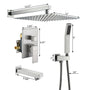12-inch Wall Mounted 3-Function Shower System with Tub Spout
