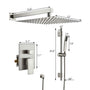 12" Wall Mount Pressure Balanced Shower System with Slide Bar