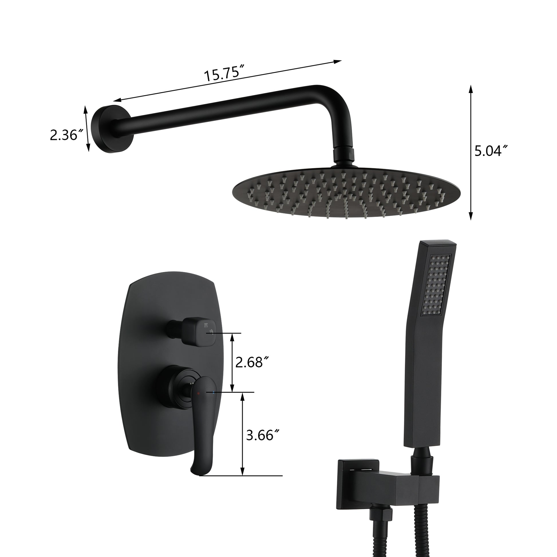 10-inch Wall-Mount Round Shower System with Hand Shower
