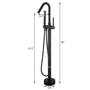 Solid Brass Floor Mount Bathtub Faucet with Hand Shower and High Arc Spout