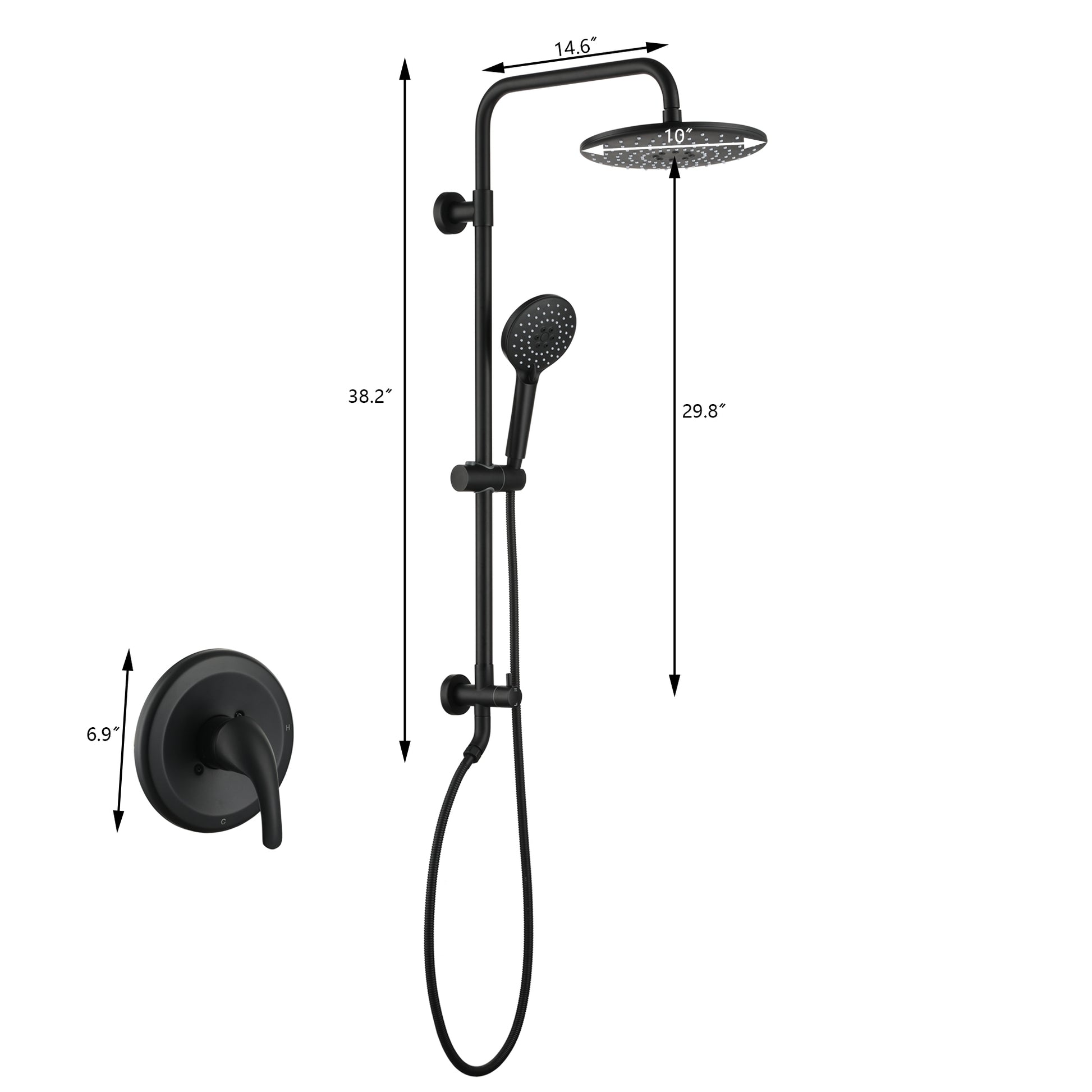 10-inch Wall-Mount Dual Shower Head System with 3-Spray Hand Shower