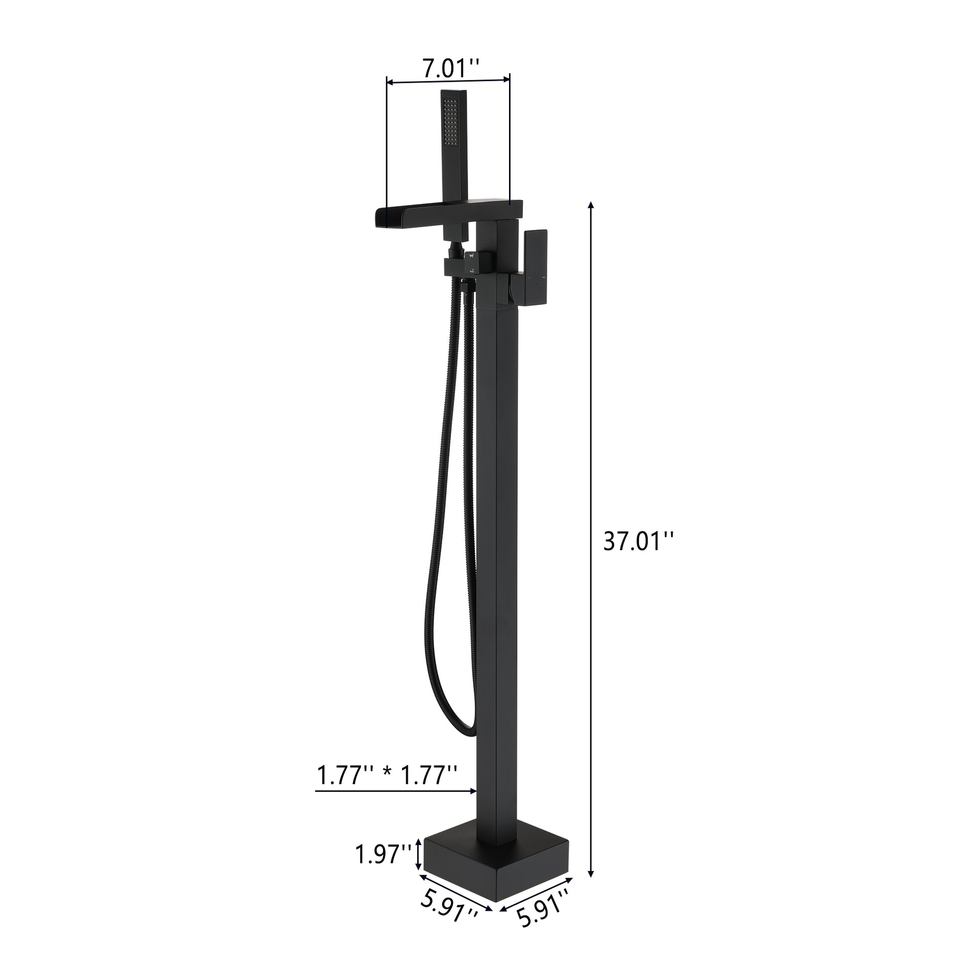 Single-Handle Freestanding Waterfall Bathtub Faucet with Handheld Shower
