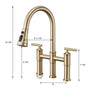 Bridge Style Pull-Down Kitchen Faucet with Double Handles & 3-Mode Spray