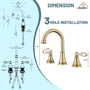 Casainc 8" Brass Bathroom Sink Faucet 3 Hole Gold Bathroom Faucet  2 Handle Gold Faucet for Bathroom Sink with Pop-up Drain Assembly Widespread Vanity Faucets