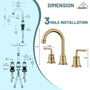Casainc 8" Brass Bathroom Sink Faucet 2 Handle 3 Hole Gold Bathroom Faucet for Bathroom Sink with Pop-up Drain Assembly Widespread Vanity Faucets
