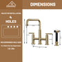 2-Handle Bridge Kitchen Faucet with Pull-Out Side Sprayer in Matte Black/Brushed Nickel/Brushed Gold
