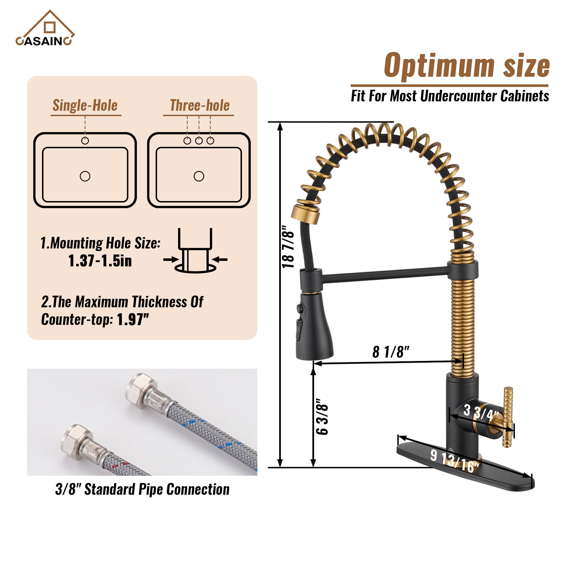  Pull-Down Sprayer Kitchen Faucet with 360° Swivel, Three Functions for Effortless Cooking and Cleaning