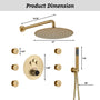 12" Round Rainfall Shower System with 6 Adjustable Body Jets