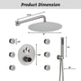 12" Round Rainfall Shower System with 6 Adjustable Body Jets