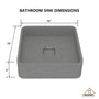15in Bathroom Concrete Square Vessel Sink with Drainer in Mottled Bluish Grey / Cold Concrete Grey / Taupe Clay