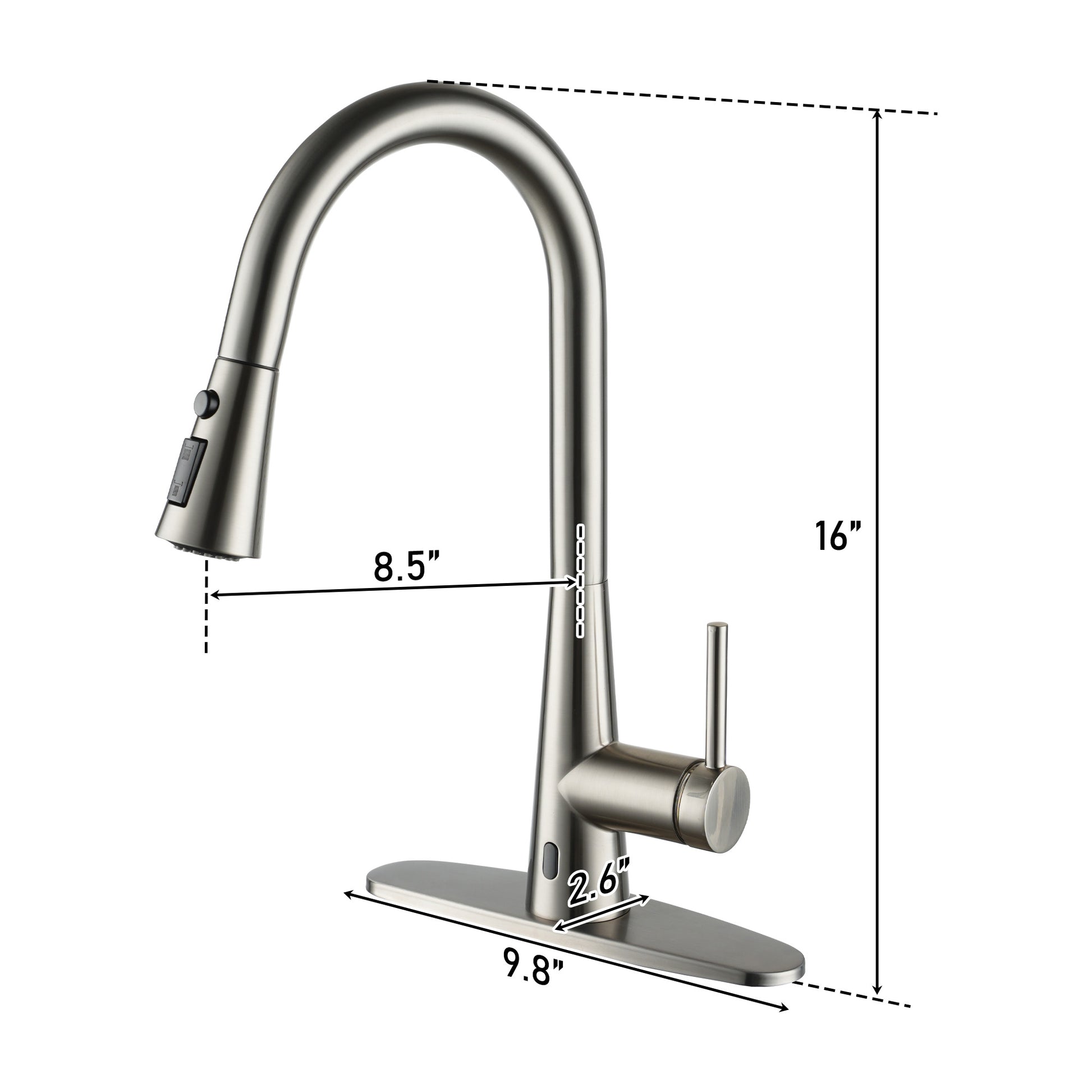 Touchless Single Handle Pull-Down Kitchen Faucet with Infrared Sensing Retractable Hose