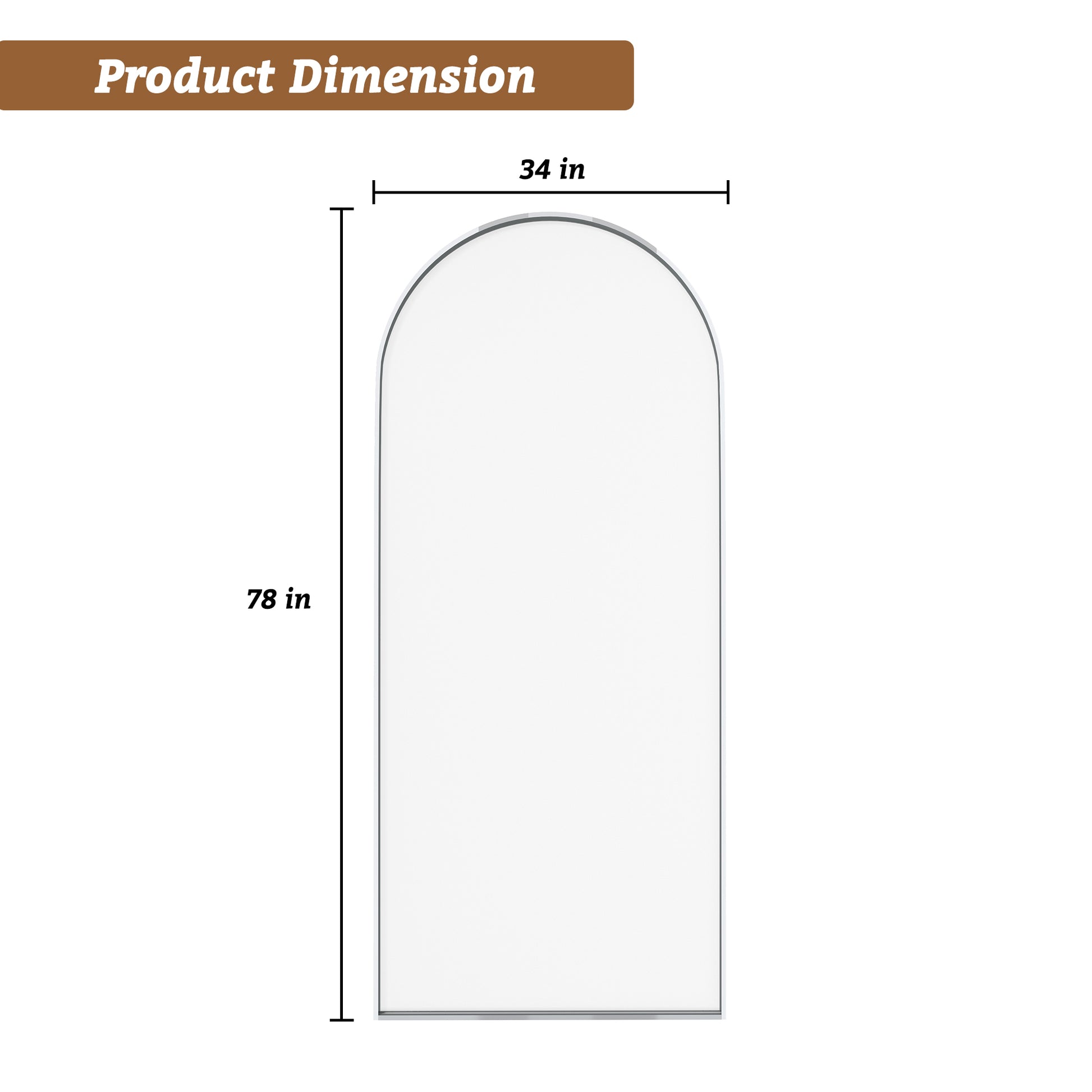 34"x78" Tempered Glass Shower Screen with Integrated Curved Frame
