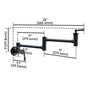 Wall-Mounted Kitchen Faucet with Dual Handles 360° Rotatable Pot Filler in Matte Black