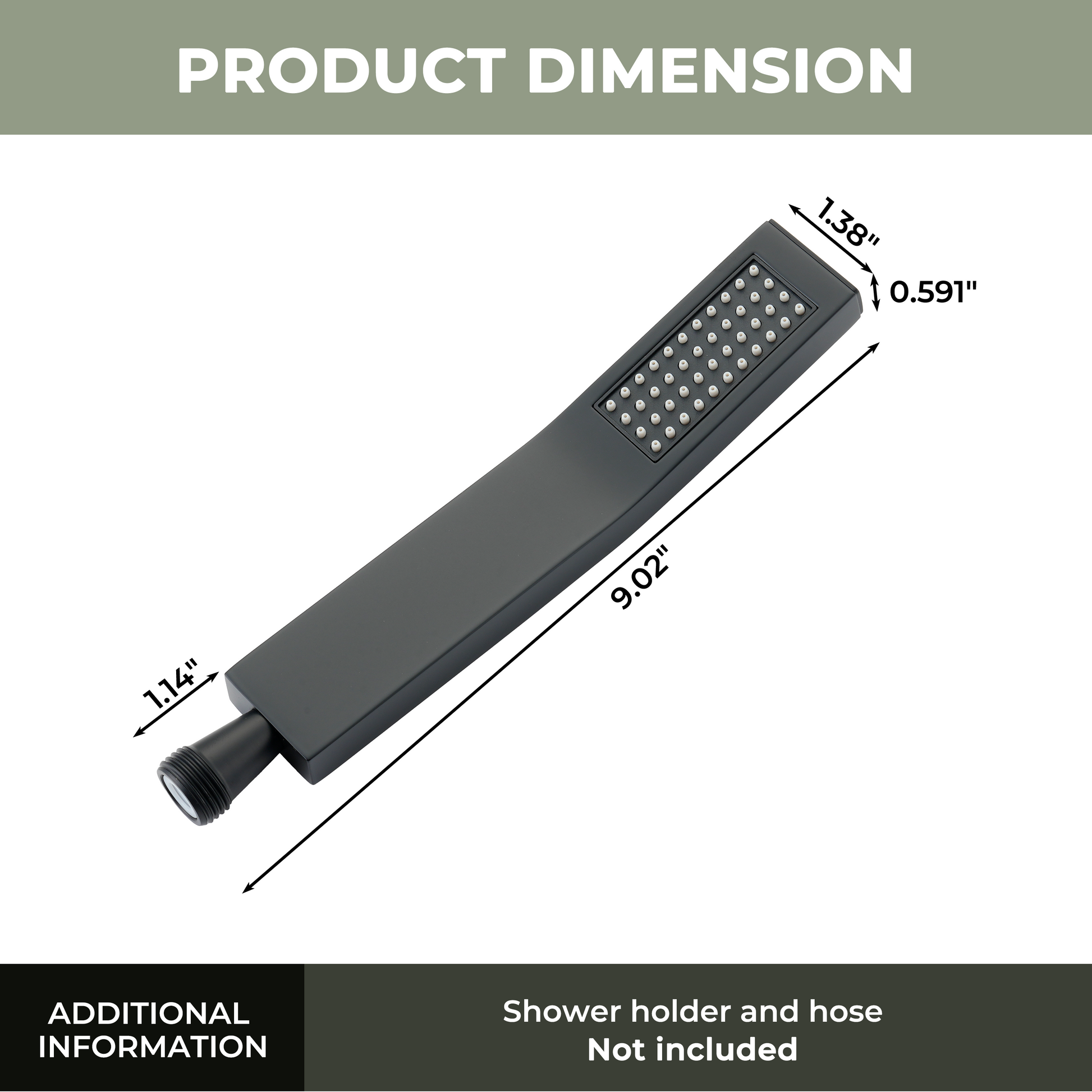Curved Stainless Steel Handheld Shower Head with Anti-Clog Nozzles