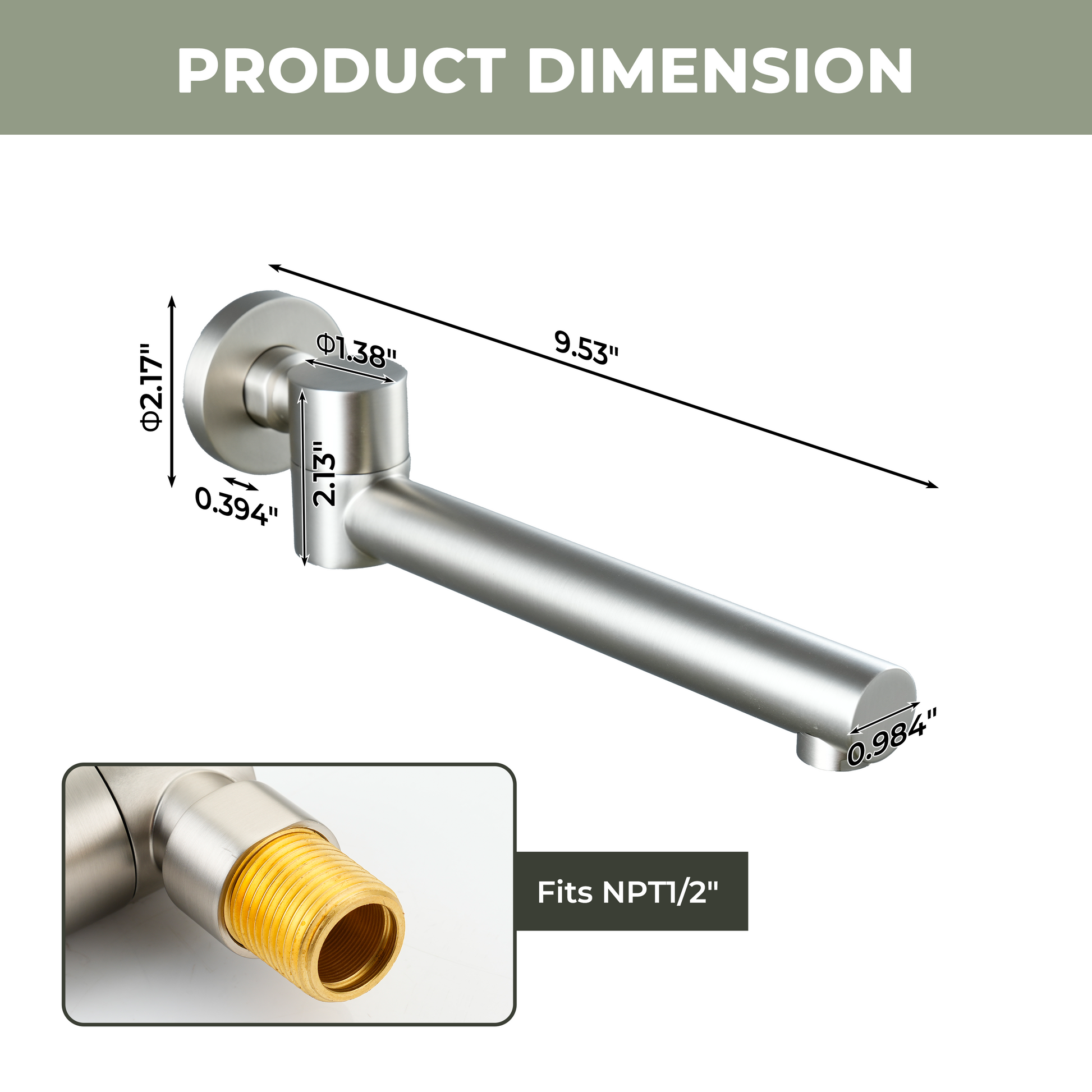 Round Brass Tub Spout with 180° Swing Outlet and Decoration Cover
