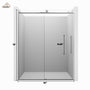 60"x76" Frameless Laminated Layer Glass Shower Door with Cushioned Single Slide Enclosure in Chrome/Brushed Gold
