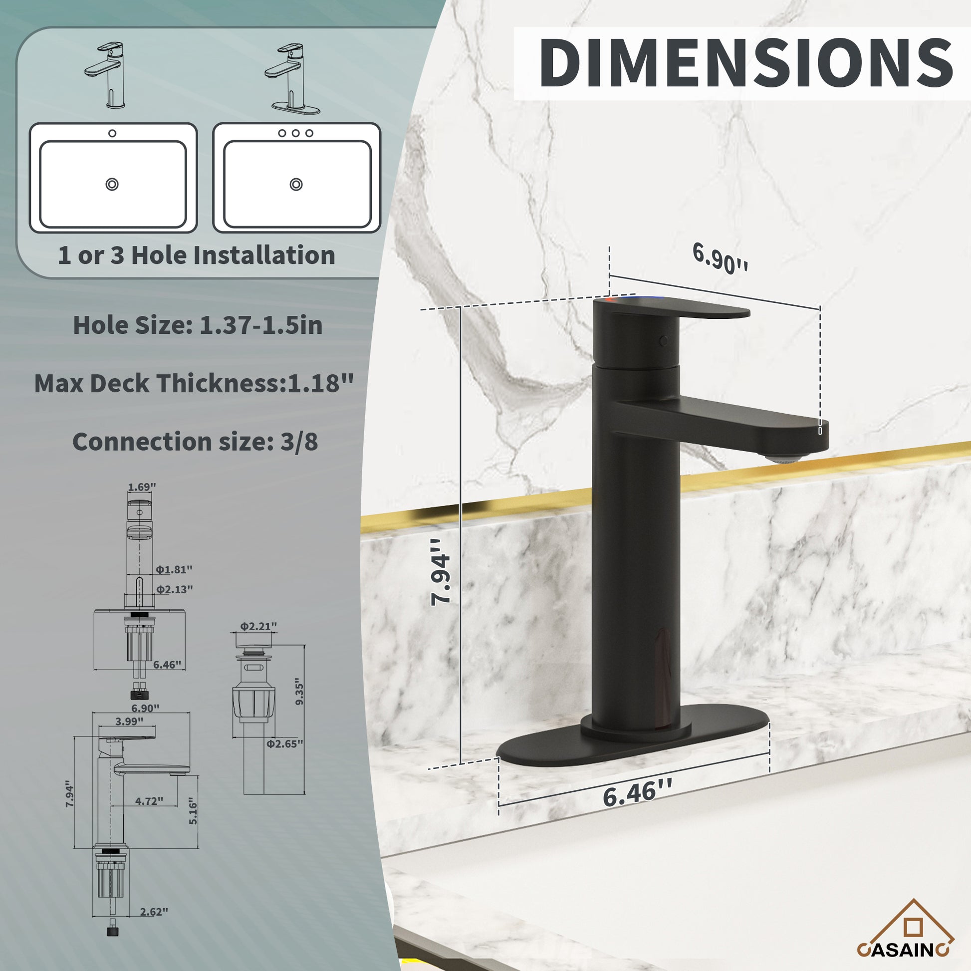 Dual-Control Sensor Bathroom Sink Faucet Smart Basin Faucet