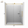 60"x76" Frameless Laminated Layer Glass Shower Door with Cushioned Single Slide Enclosure in Chrome/Brushed Gold