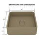 15in Bathroom Concrete Square Vessel Sink with Drainer in Mottled Bluish Grey / Cold Concrete Grey / Taupe Clay